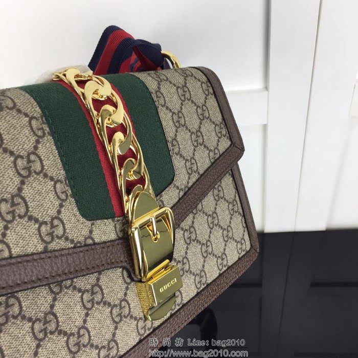GUCCI古馳 新款 專櫃品質 原單 421882 啡Pvc配啡皮 手提 單肩 斜挎包HY1388